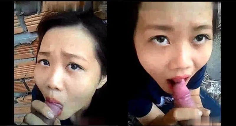 Nhân tình mút chuối ở vườn sau nhà